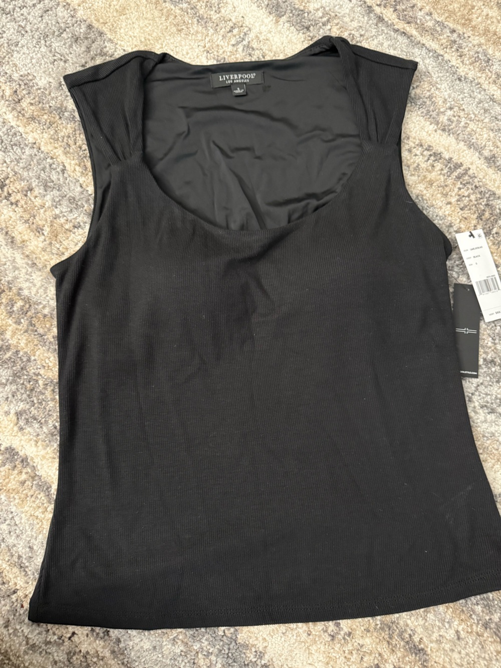 Liverpool Black Ribbed Scoop Neck Tank